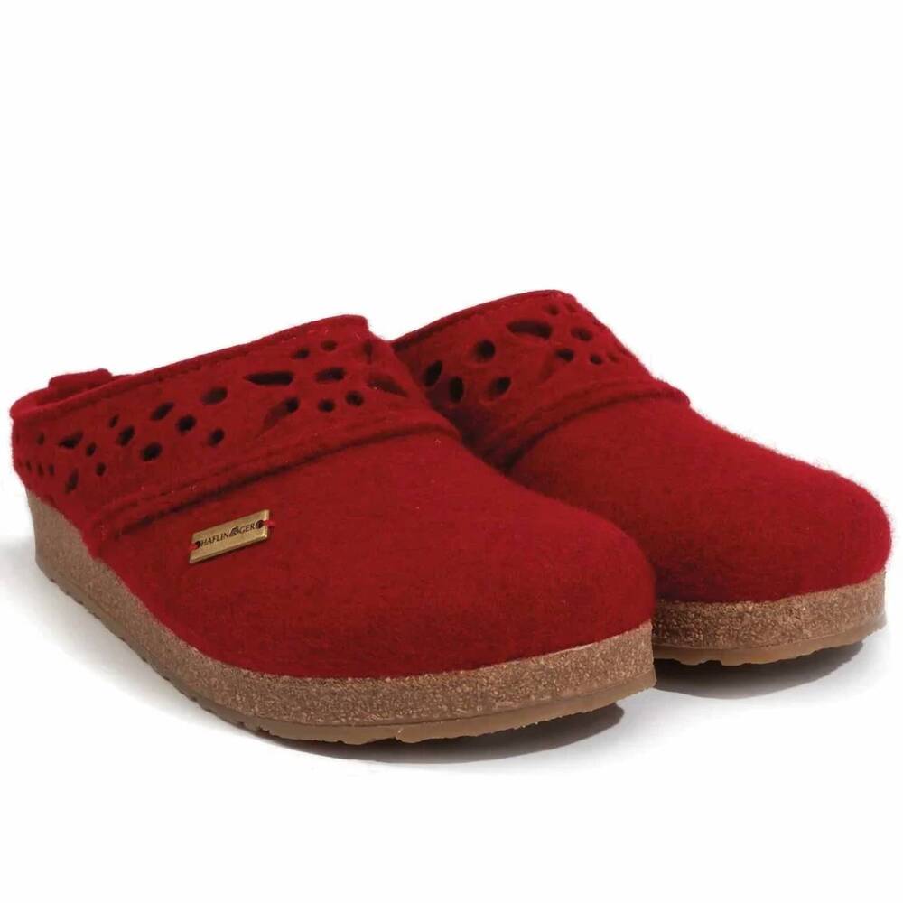 NEW HAFLINGER women's lacey clogs in chili